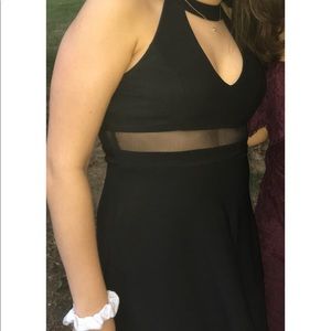 Emerald Sundae Cutout Black Skater Dress